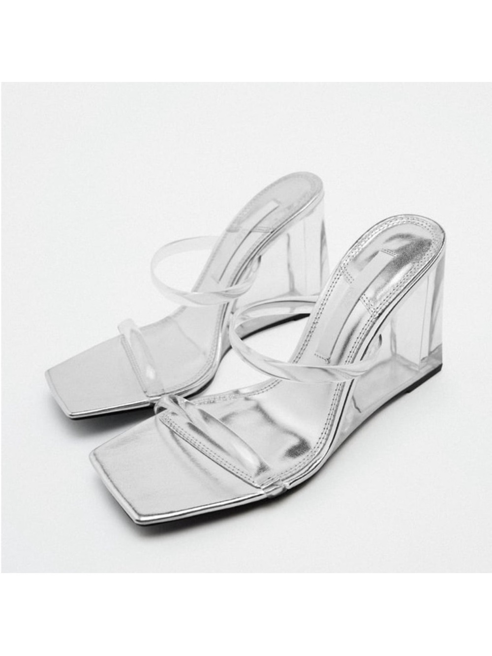 Like New Viral Zara Clear Transparent Wedge Heel Sz 39